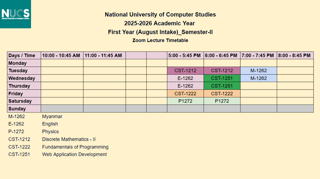 Timetable