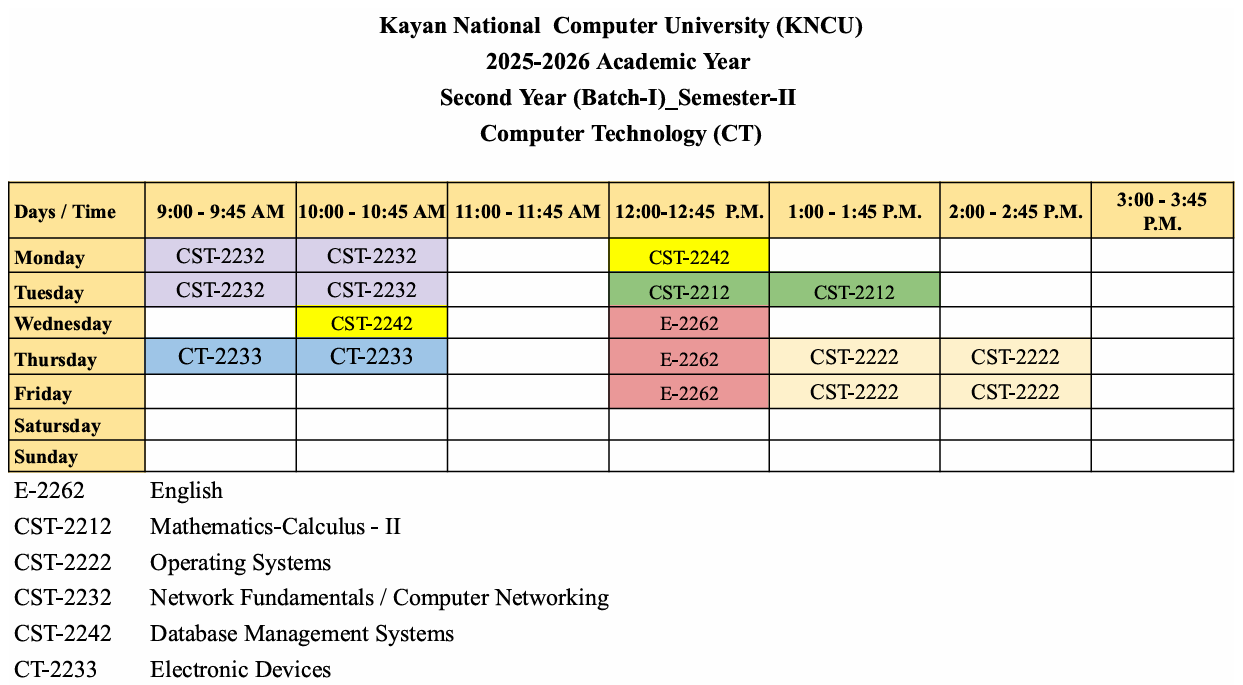 timetable