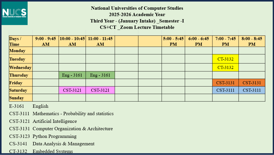 Timetable