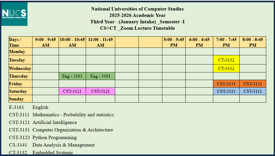 Timetable